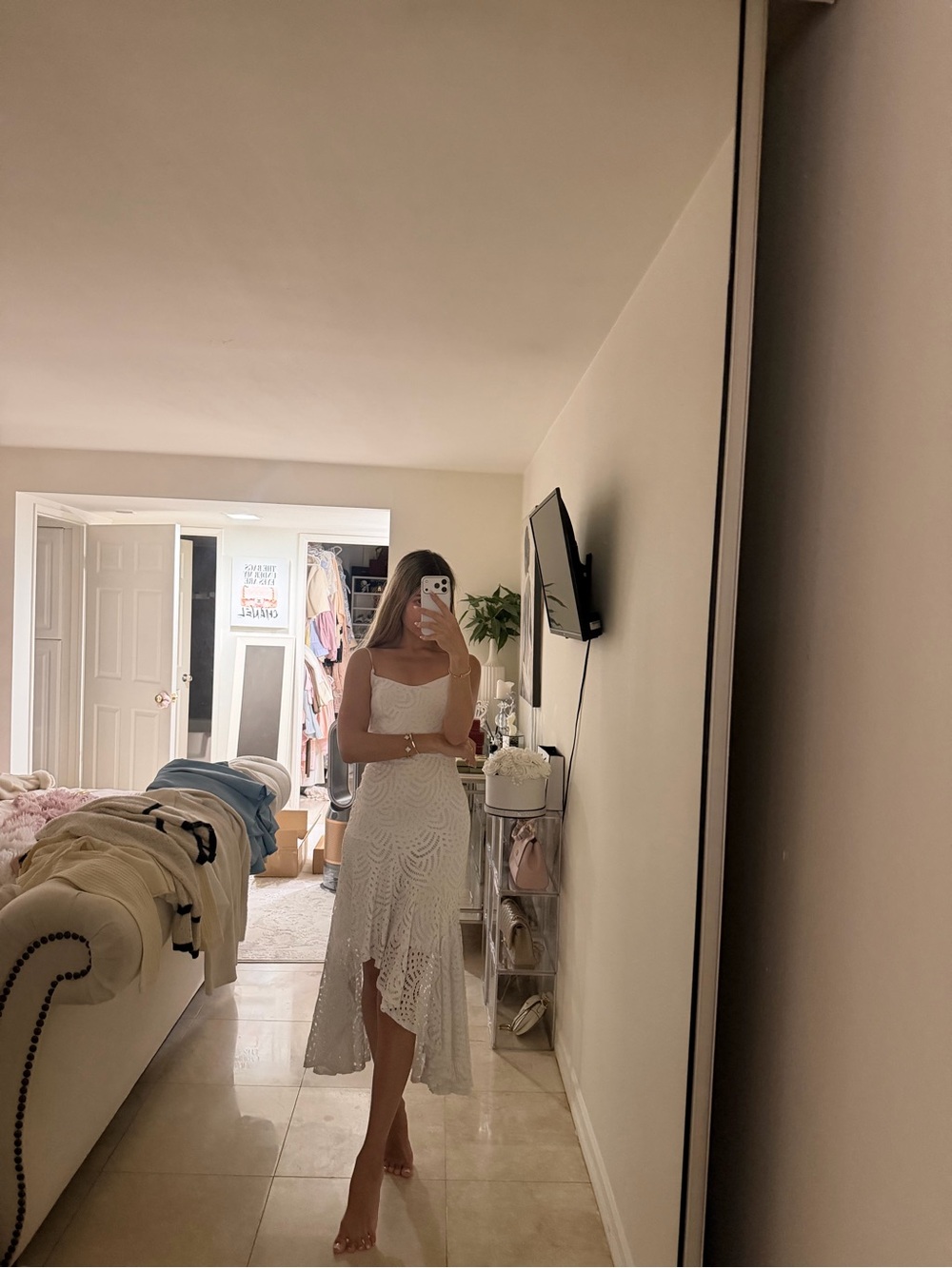 White Lace Midi Dress